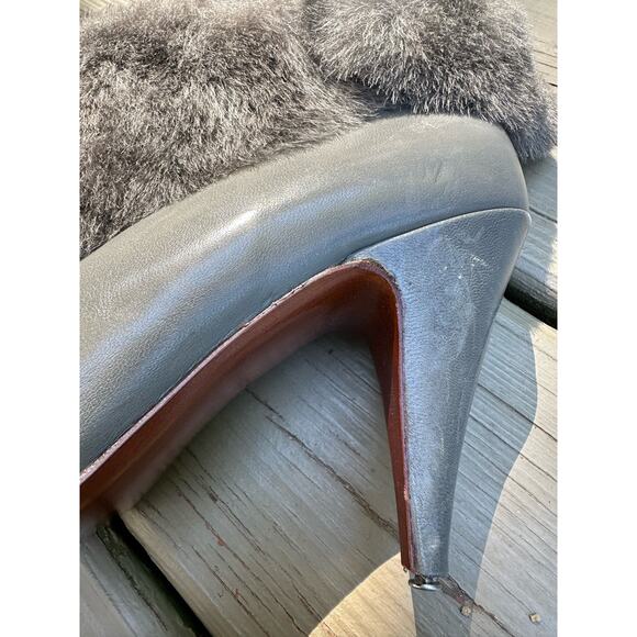 Vintage glam ancle booties gray fur shearing elegant Spain luxury bohemian - Picture 5 of 13